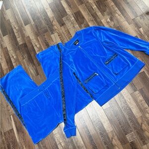 Y2k Style Blue Velour Tracksuit